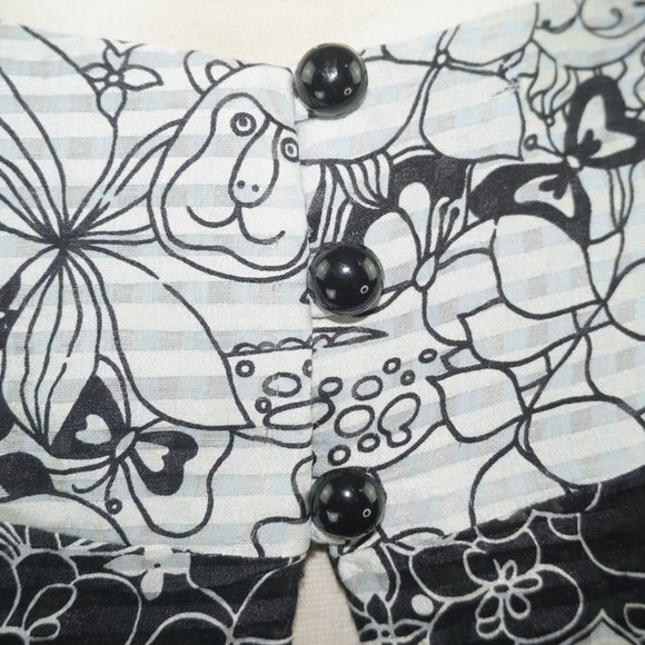 Vintage Y2K Anna Sui Black White Animal Jungle Silk Print 10 - Picture 8 of 10